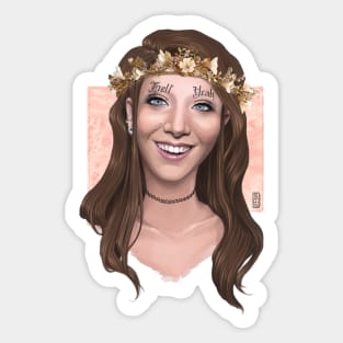 33-Year-Old Lady -- CAN I GET A HELL YEAH -- Jenna Marbles Portrait Sticker